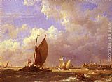 Hermanus Koekkoek Snr Canvas Paintings - A Sunlit Dock